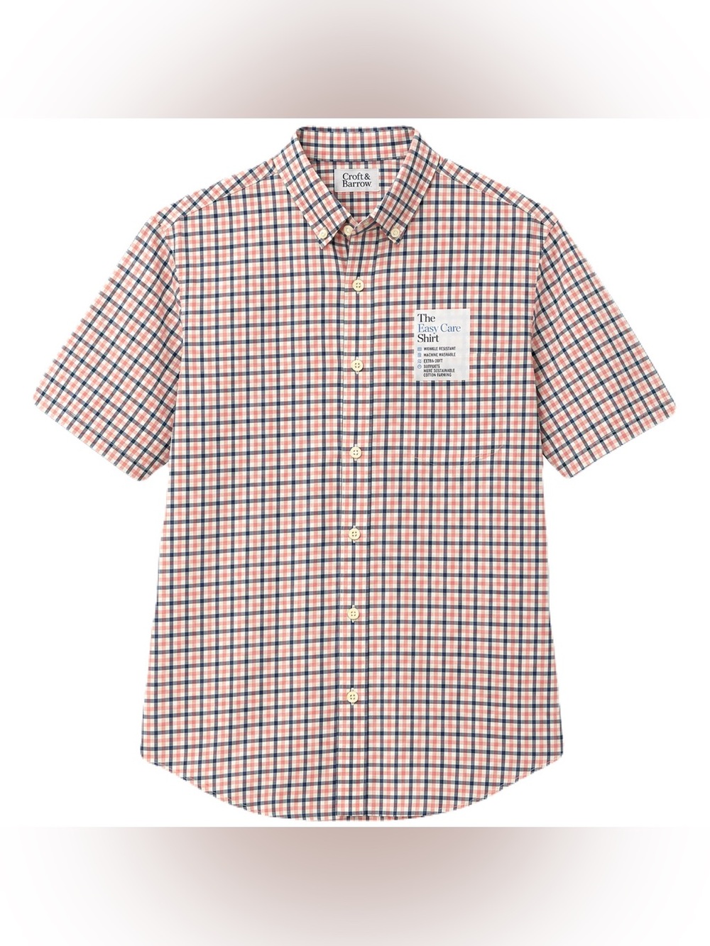 Croft & Barrow Easy Care Short-Sleeve Button-Down Plaid Large Shirt